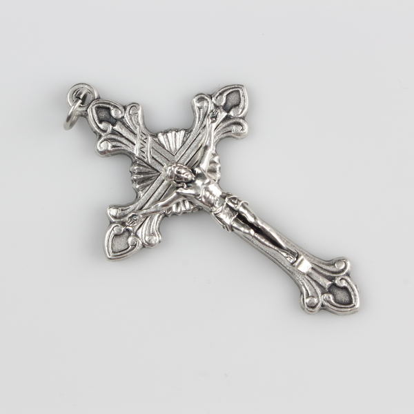 Starburst Nimbus Crucifix Cross with Ornate Flared Edges 1-3/4" Long