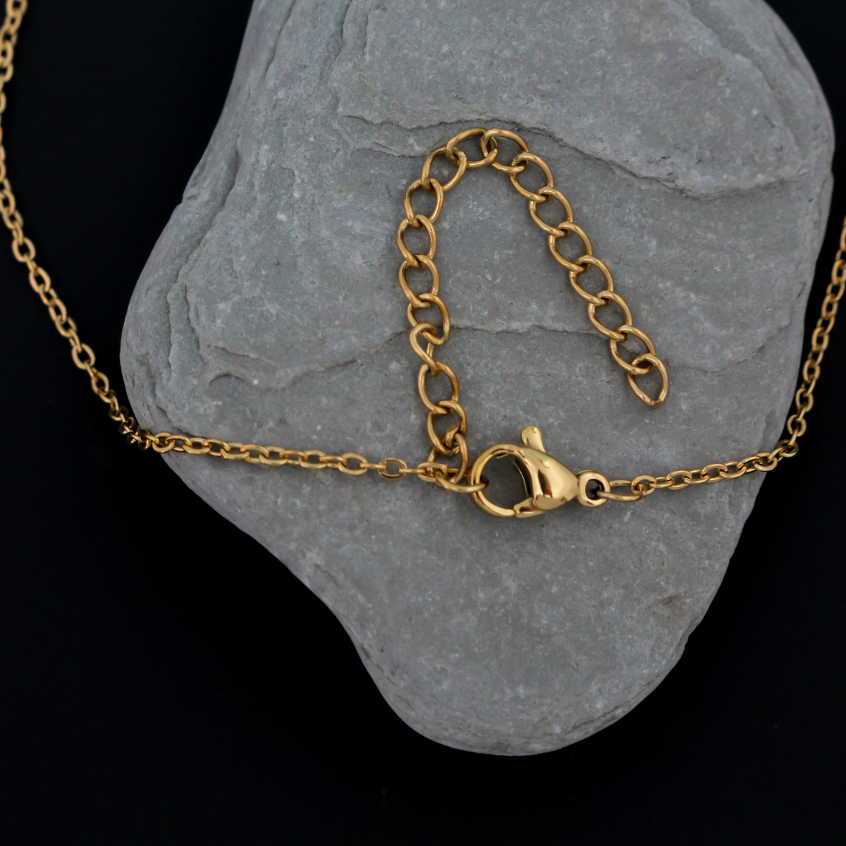 Gold Stainless Steel Link Cable Chain Necklace 16" Long with 2" Long Extender Chain