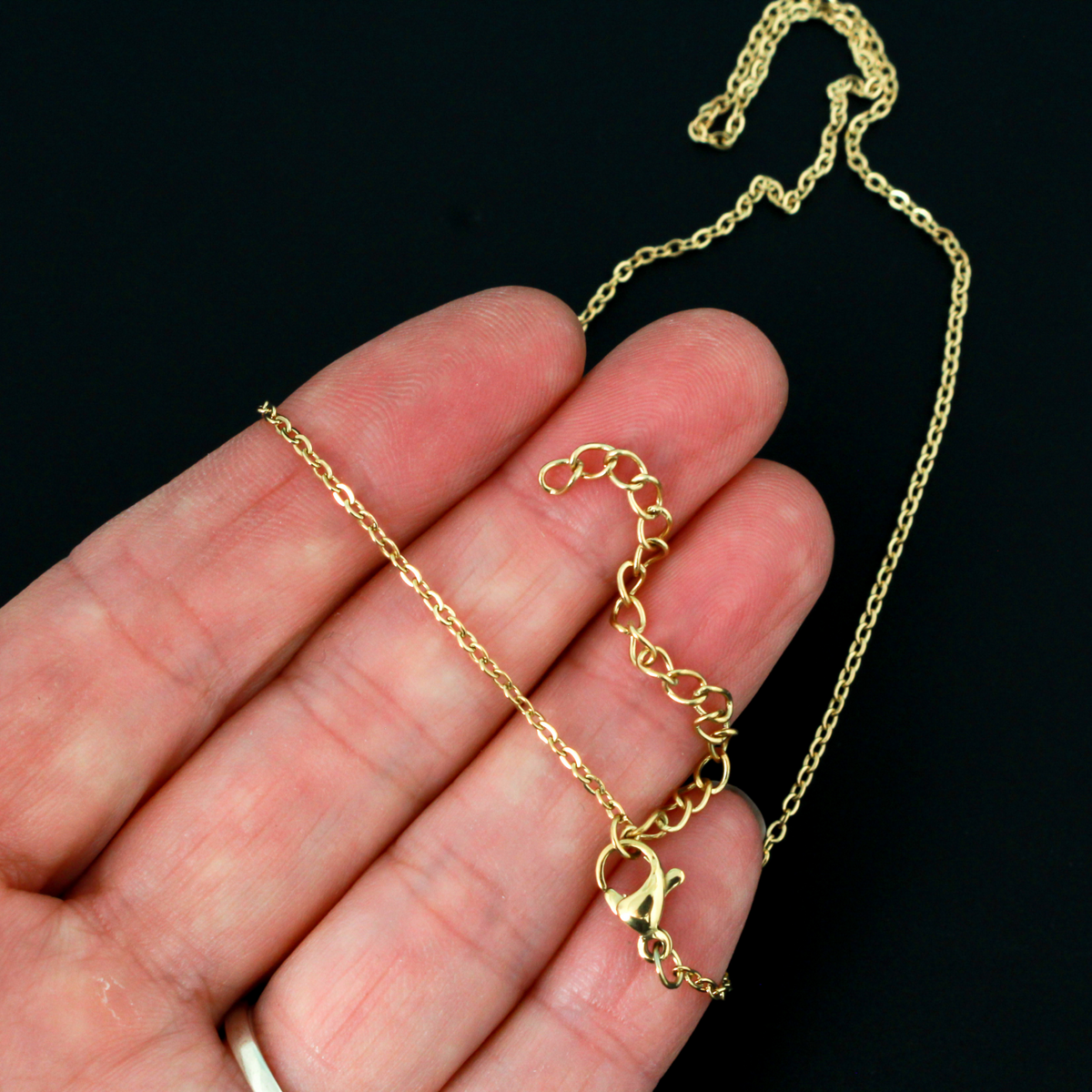 Gold Stainless Steel Link Cable Chain Necklace 16" Long with 2" Long Extender Chain