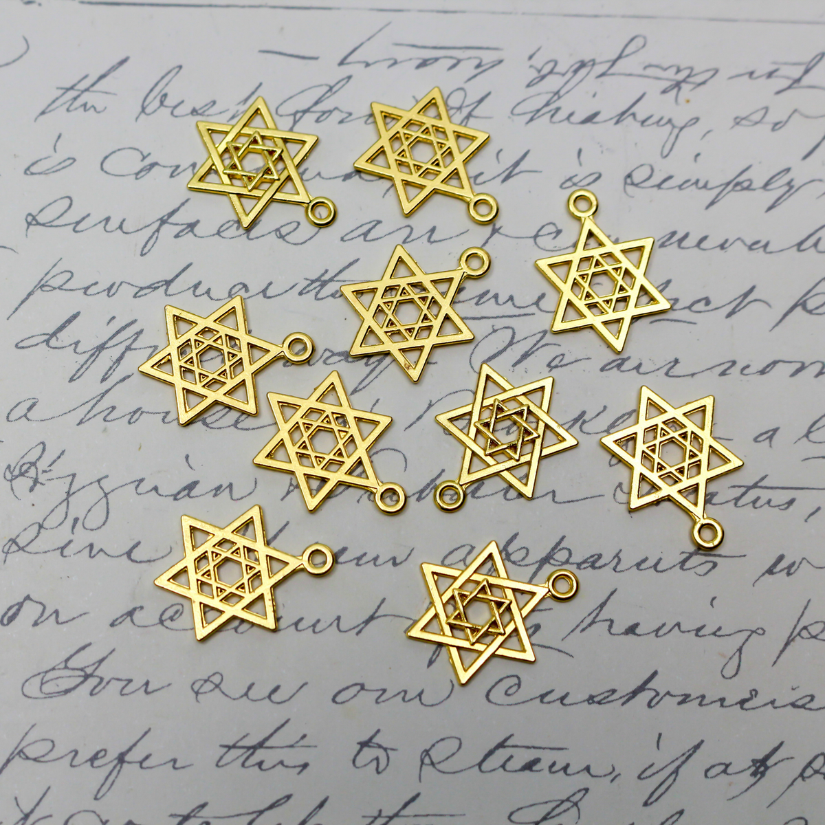 Gold Star of David Charms - Jewish Magen David Symbol of Israel Judaism 25pcs