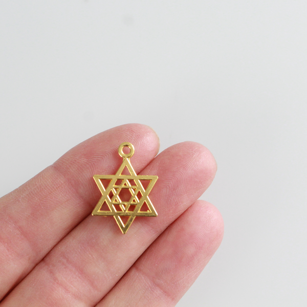 Gold Star of David Charms - Jewish Magen David Symbol of Israel Judaism 25pcs