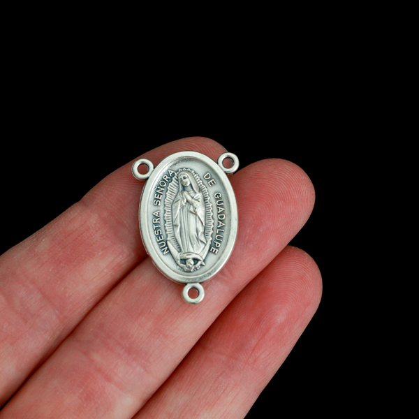 Our Lady of Guadalupe 1" Oval Rosary Centerpiece - Made in Italy