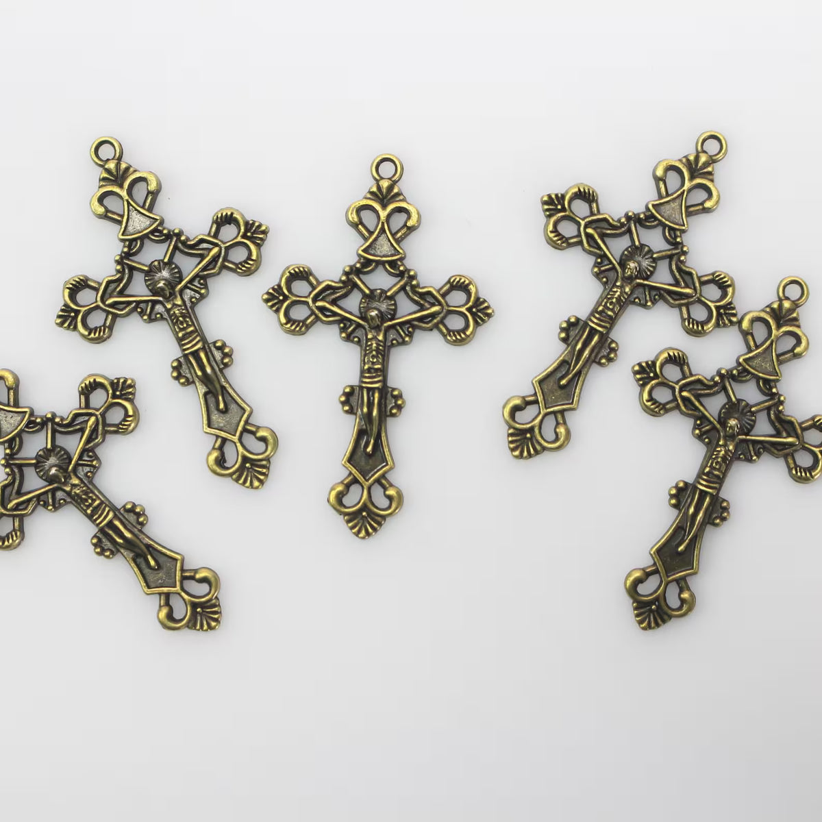Ornate Crucifix Crosses 43mm Long Available in Silver, Bronze, Gold, & Red Copper - Sold in packs of 5