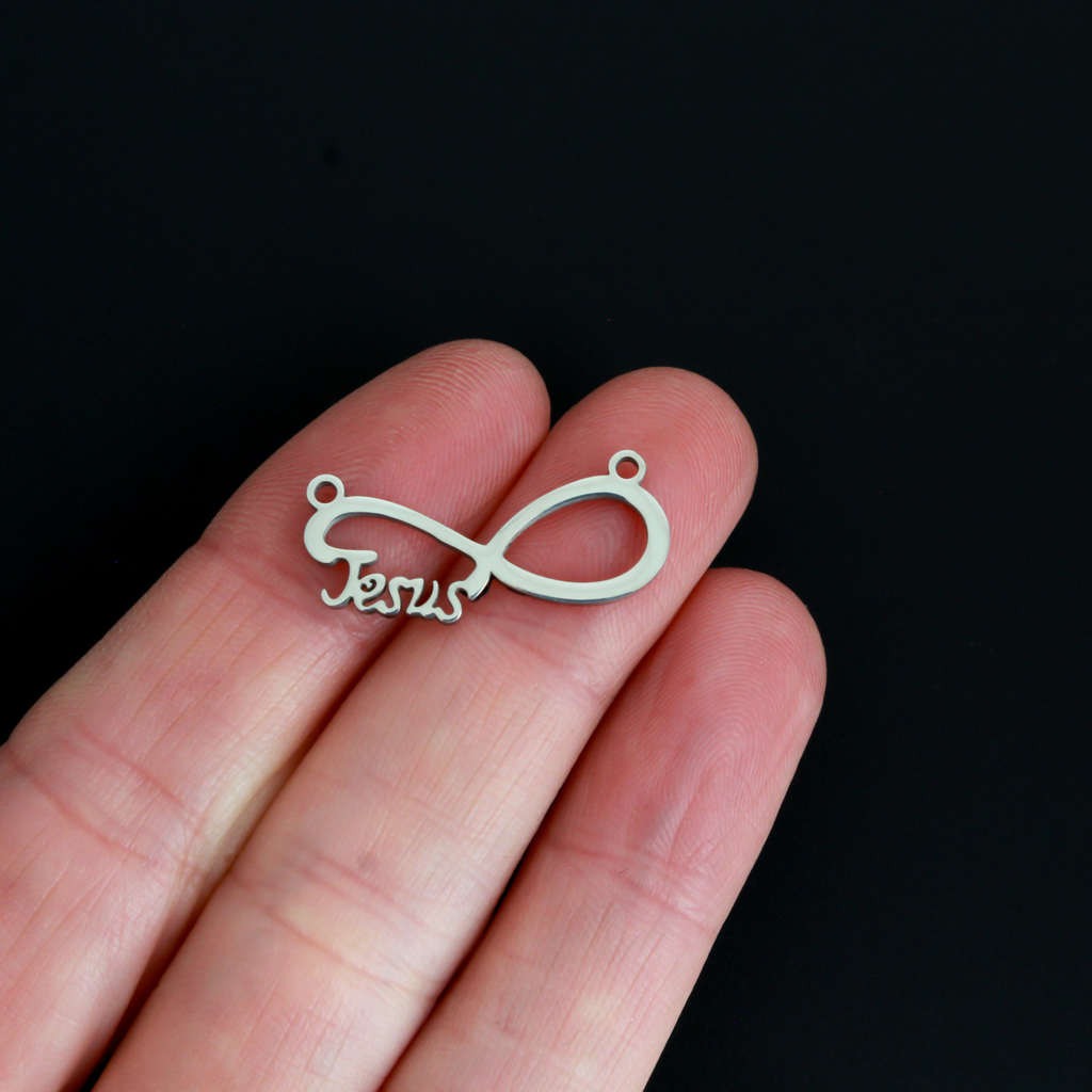 Infinity Jesus Infinity Symbol Charm with Jesus - Stainless Steel 25x11mm – Small ...