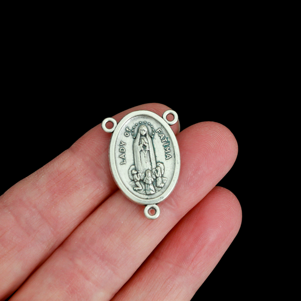 Our Lady of Fatima Oval Rosary Centerpiece, 1" long - Made in Italy
