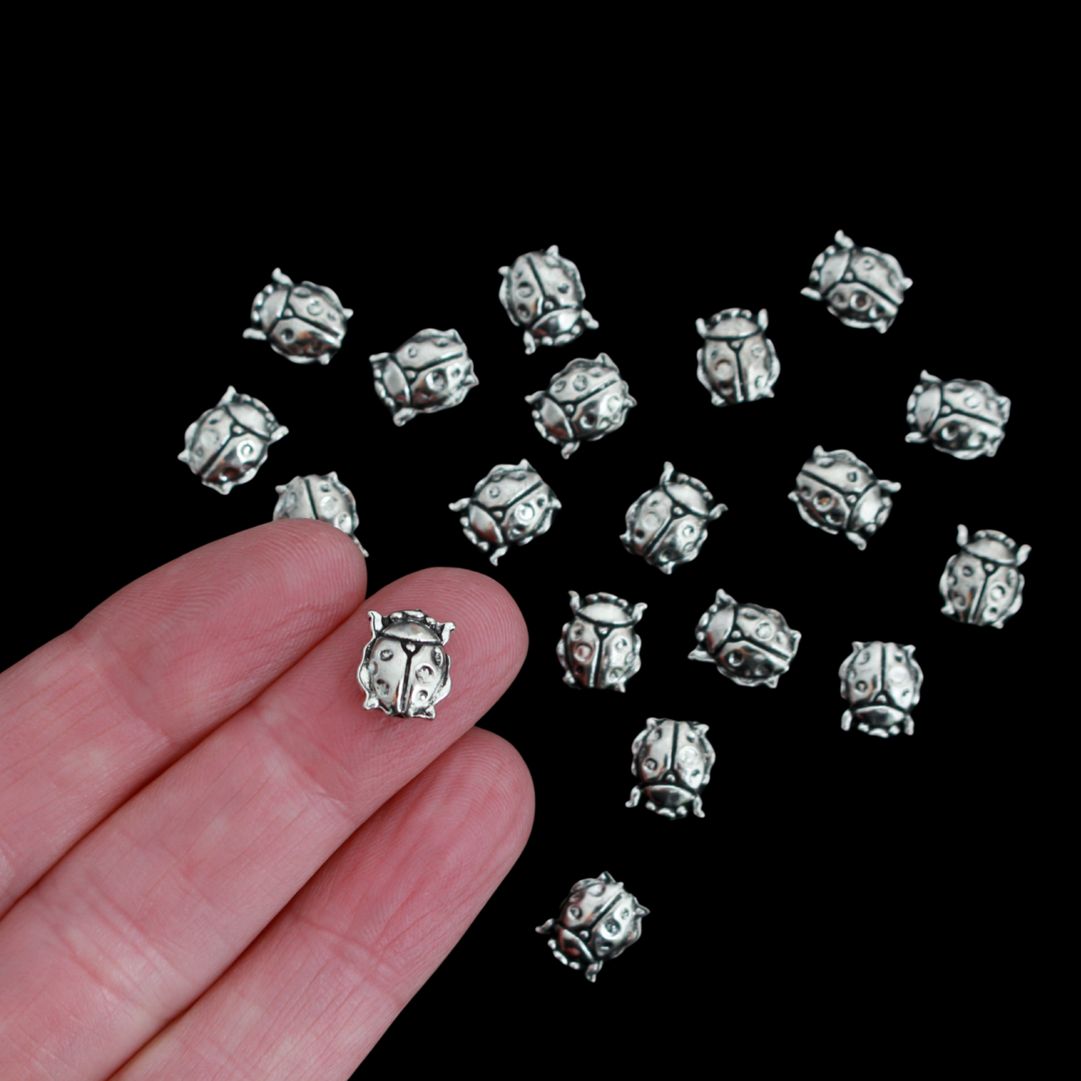 Ladybug Spacer Beads 20pcs 10mmx8mm Metal Our Lady Beetle Rosary Beads
