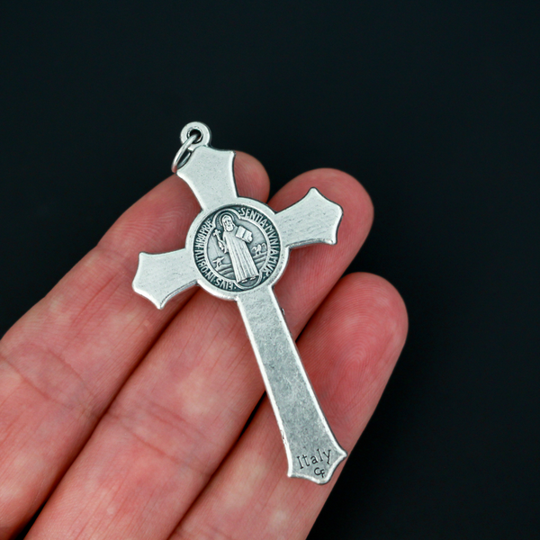 Beautifully detailed Saint Benedict crucifix with flared edges, 2-1/4" long