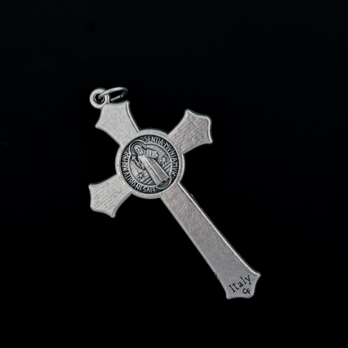 Beautifully detailed Saint Benedict crucifix with flared edges, 2-1/4" long