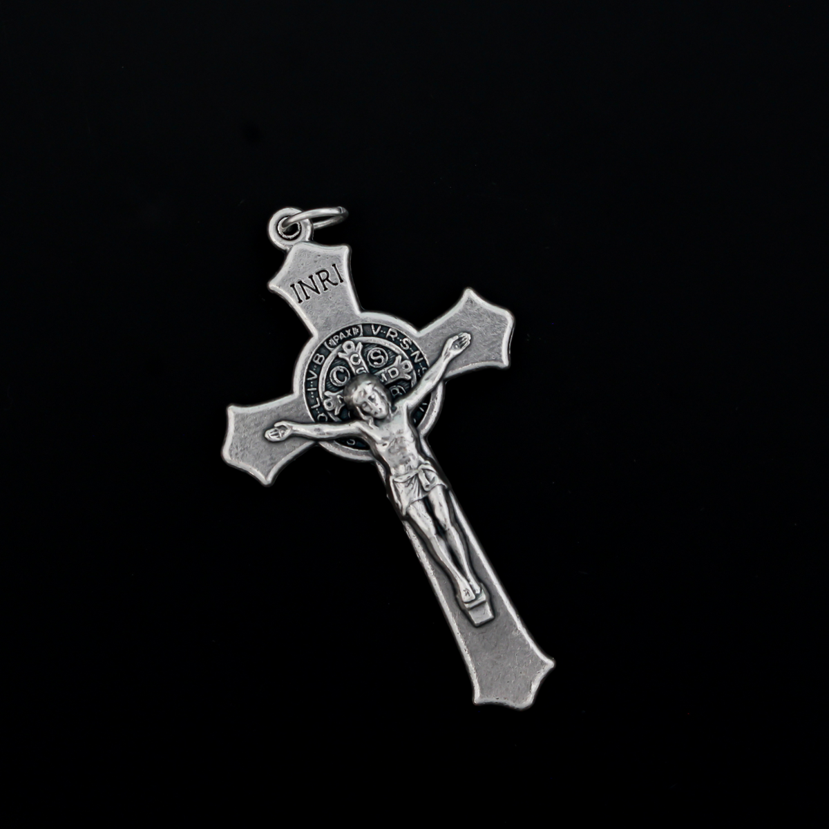 Beautifully detailed Saint Benedict crucifix with flared edges, 2-1/4" long