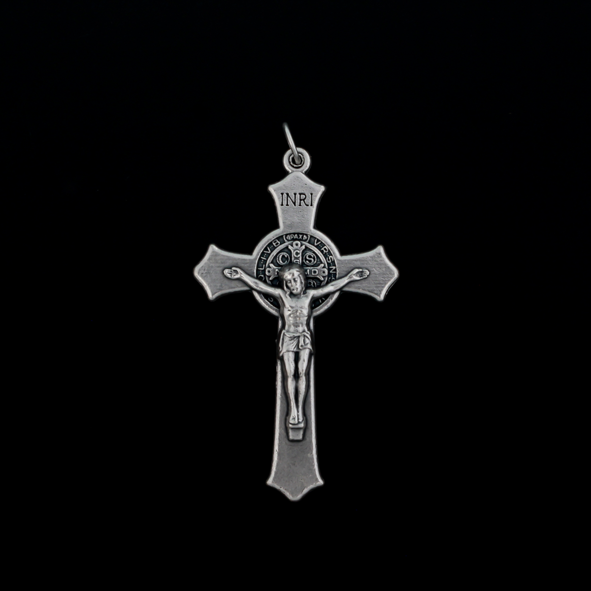 Beautifully detailed Saint Benedict crucifix with flared edges, 2-1/4" long