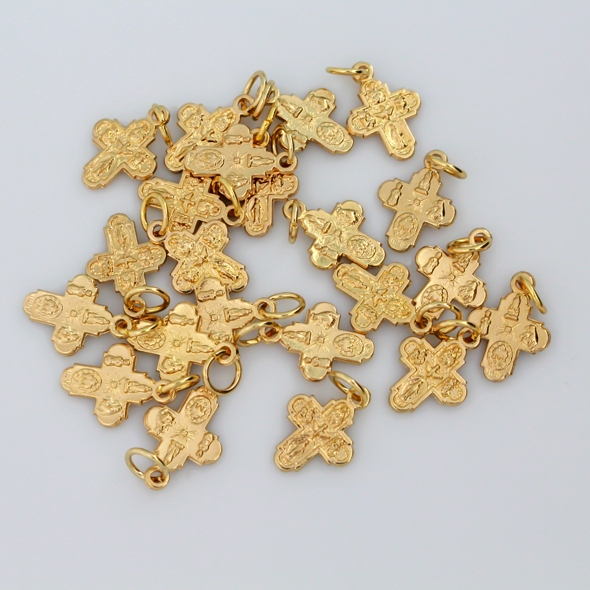 Gold Tone Four Way Cross - Scapular Medal 5/8" Long