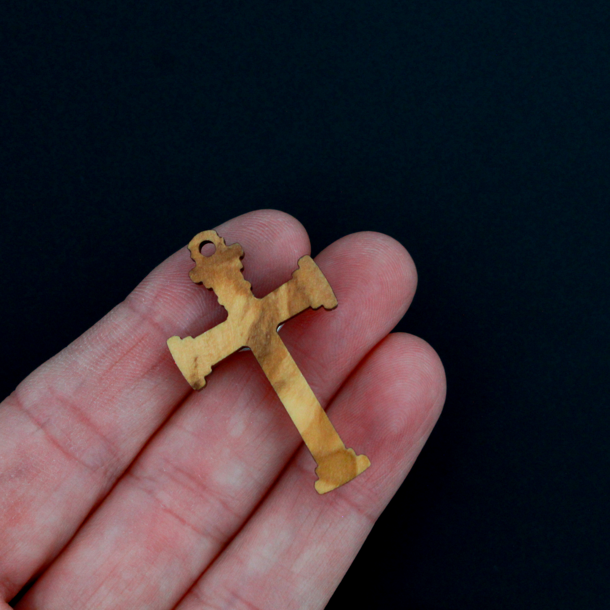Olivewood Crucifix Cross Pendant, 1-1/2" Long, Made in Italy