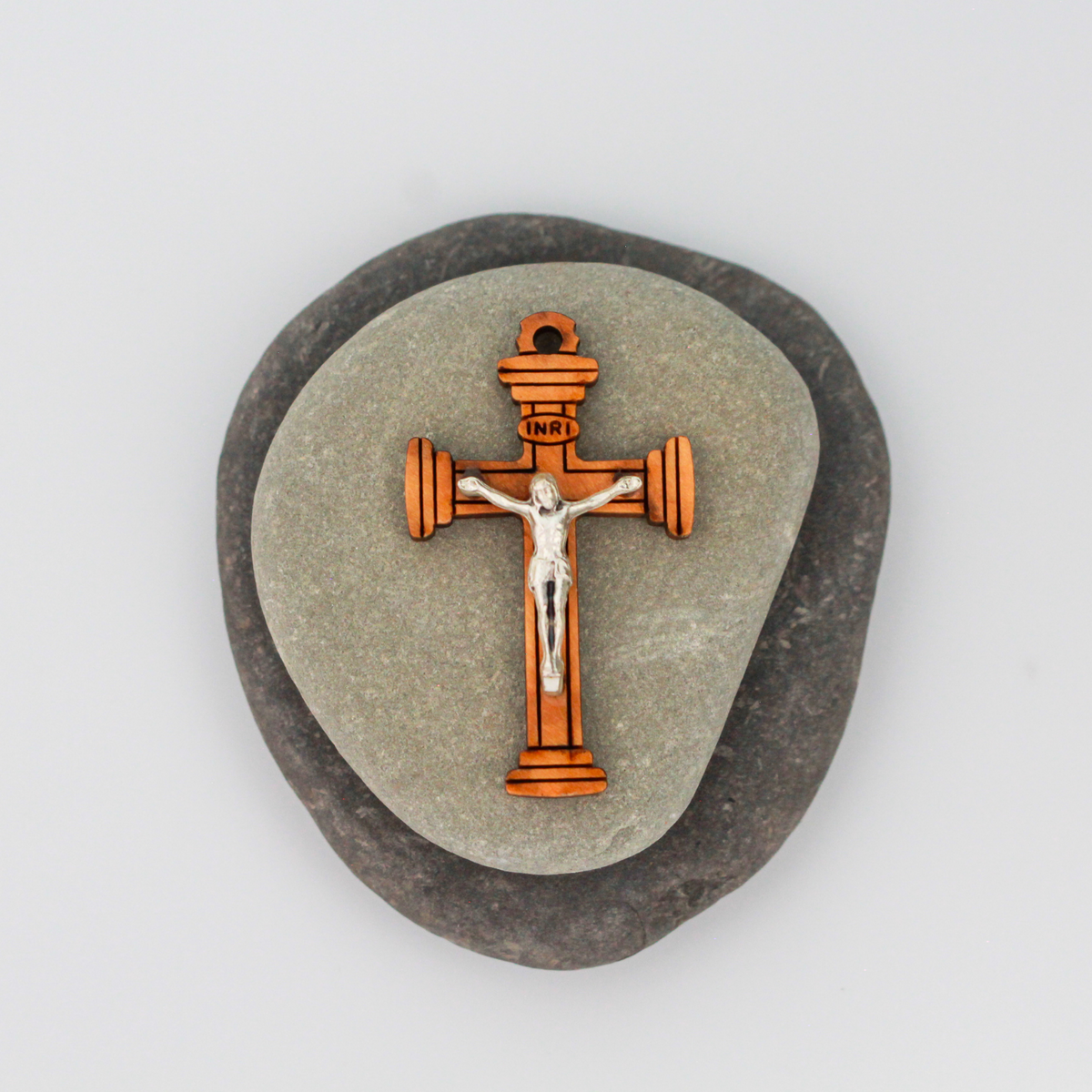 Olivewood Crucifix Cross Pendant, 1-1/2" Long, Made in Italy