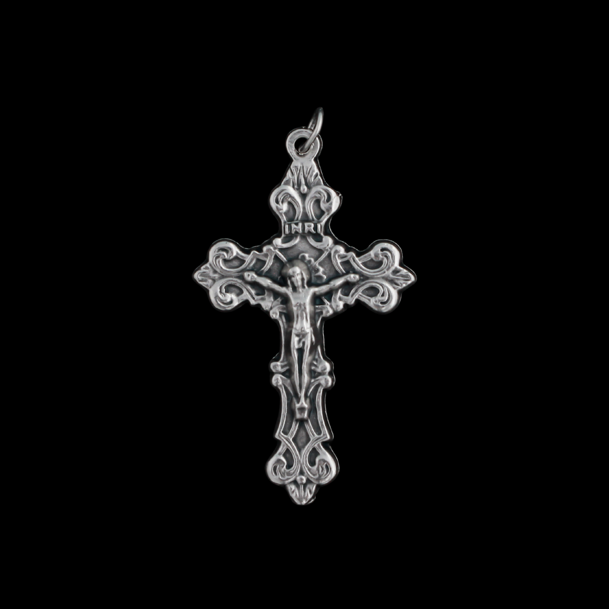 Ornate Fleur-de-Lis Crucifix Cross, 2" Long - Rosary Making Supplies