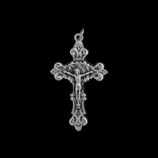 Ornate Fleur-de-Lis Crucifix Cross, 2" Long - Rosary Making Supplies