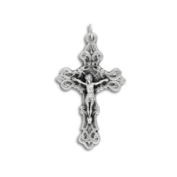 Ornate Fleur-de-Lis Crucifix Cross, 2" Long - Rosary Making Supplies