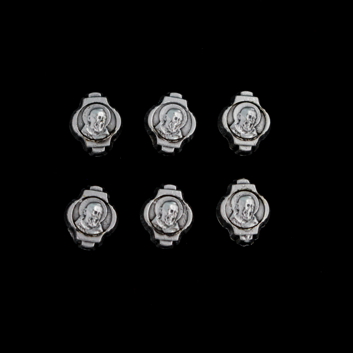St. Padre Pio Metal Rosary Beads with Our Lady of Mount Carmel - 9.8mm x 8mm, 6pcs