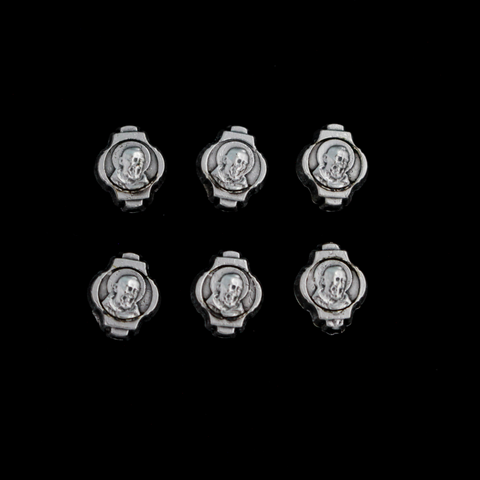 St. Padre Pio Metal Rosary Beads with Our Lady of Mount Carmel - 9.8mm x 8mm, 6pcs