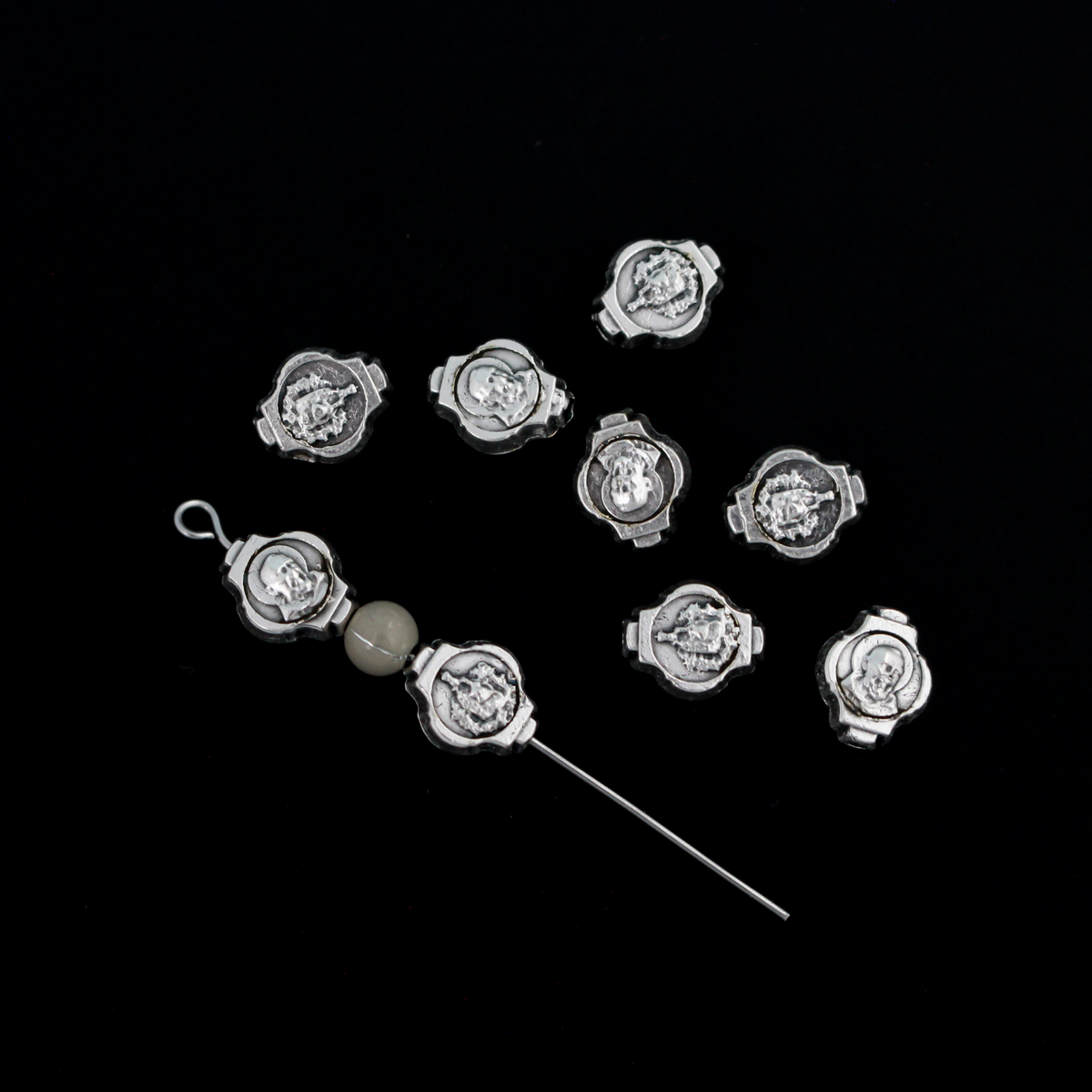 St. Padre Pio Metal Rosary Beads with Our Lady of Mount Carmel - 9.8mm x 8mm, 6pcs