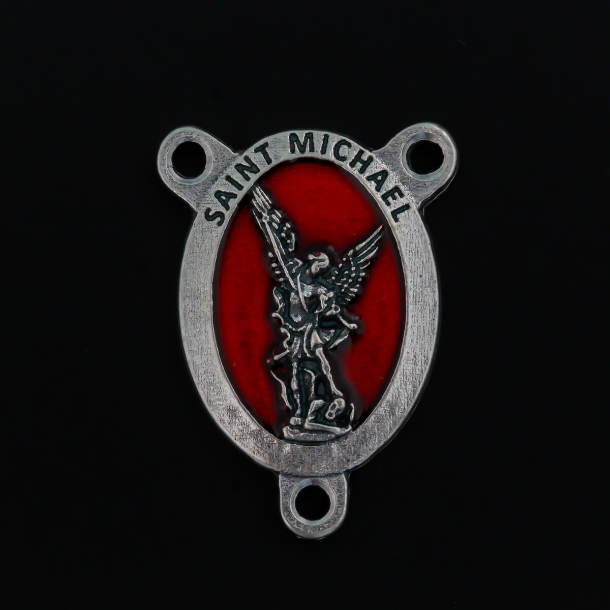 Saint Michael Rosary Centerpiece with Red Enamel