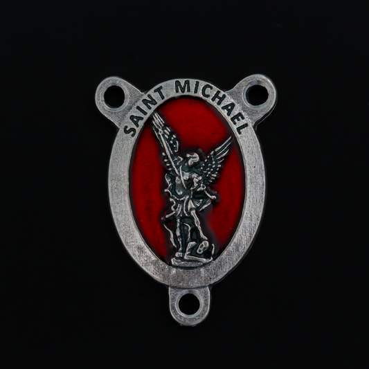 Saint Michael Rosary Centerpiece with Red Enamel