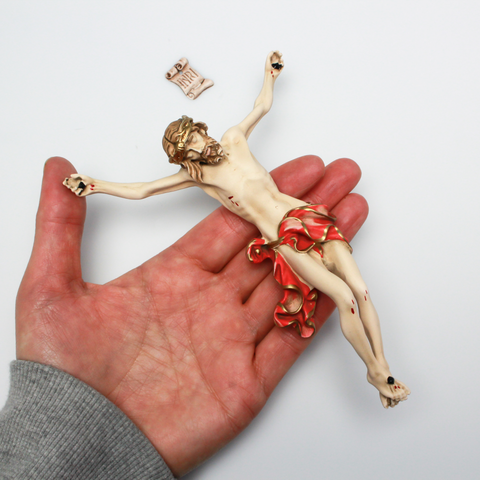 Large Resin Corpus for Crucifix - Body of Christ in Red Garment 6" Long
