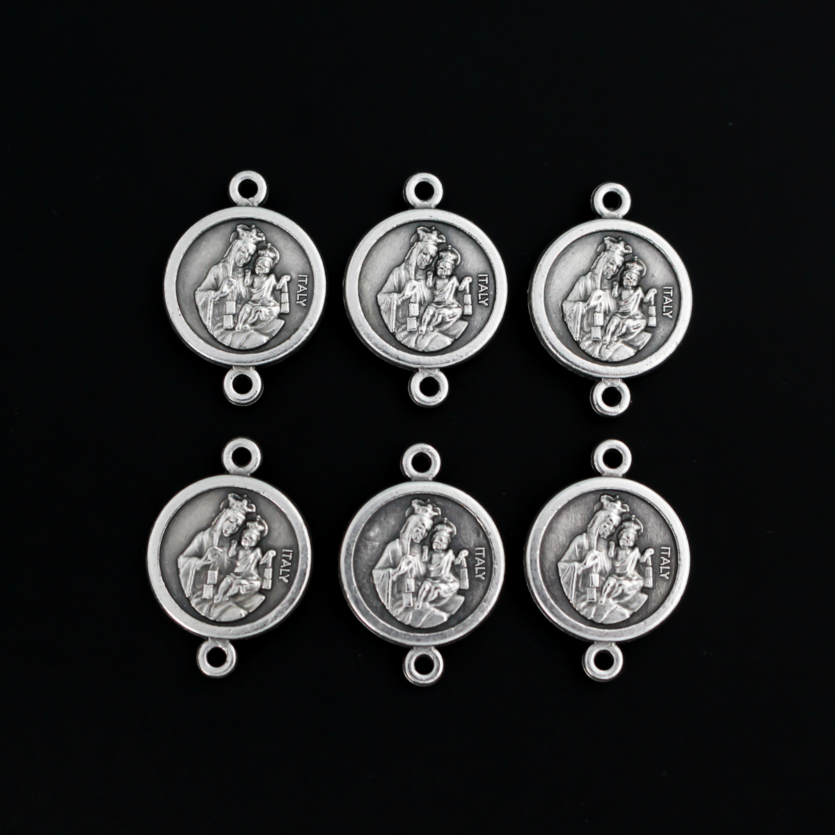 Connector Links Sacred Heart of Jesus and Our Lady of Mount Carmel - 20mm x 14mm, 6pcs