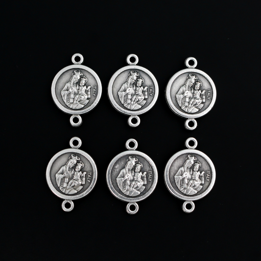 Connector Links Sacred Heart of Jesus and Our Lady of Mount Carmel - 20mm x 14mm, 6pcs