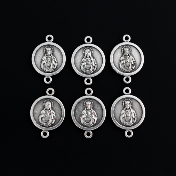 Connector Links Sacred Heart of Jesus and Our Lady of Mount Carmel - 20mm x 14mm, 6pcs