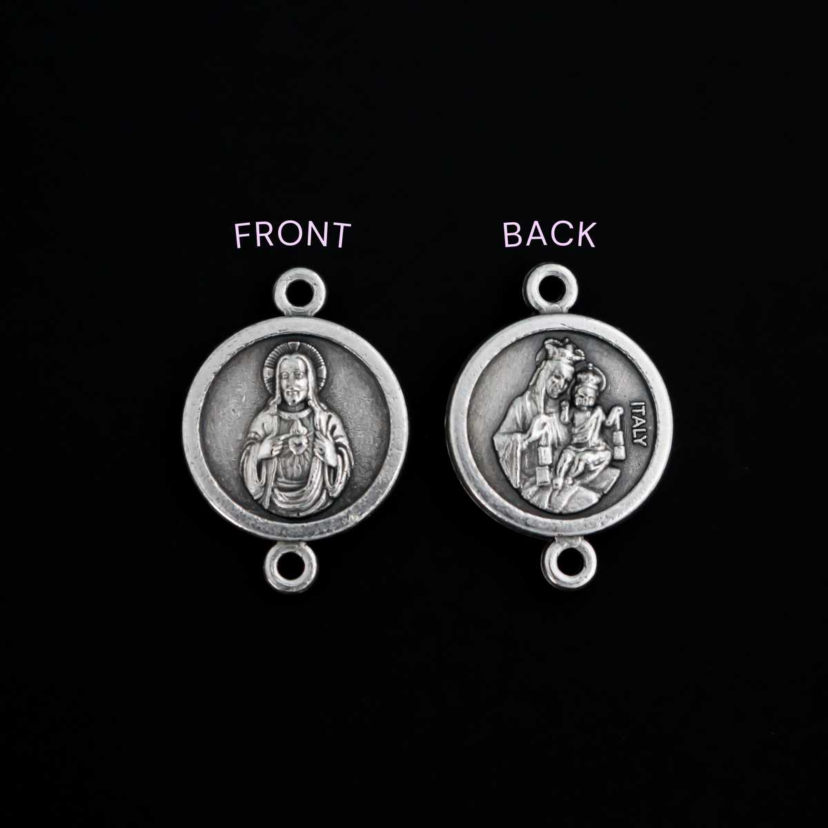 Connector Links Sacred Heart of Jesus and Our Lady of Mount Carmel - 20mm x 14mm, 6pcs