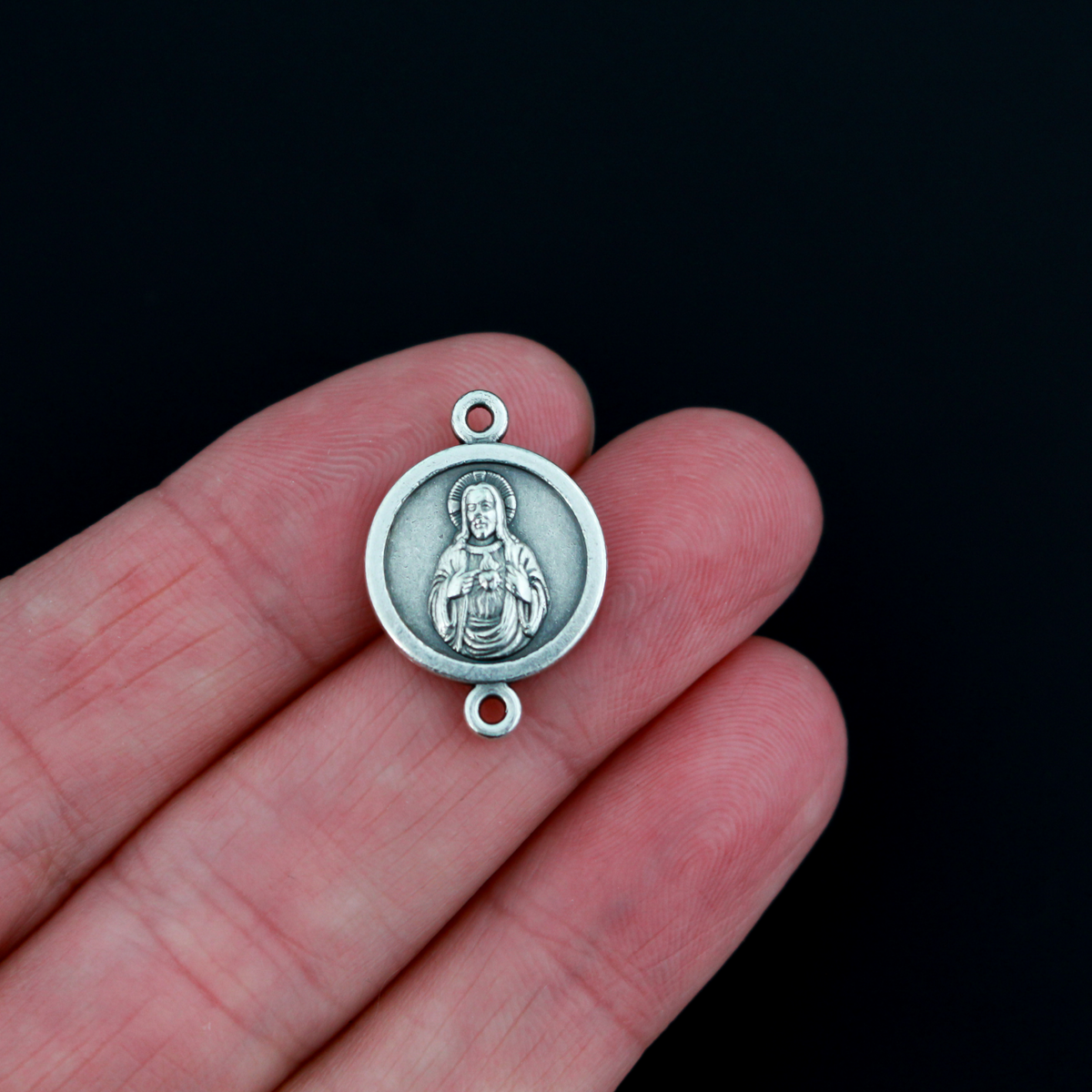 Connector Links Sacred Heart of Jesus and Our Lady of Mount Carmel - 20mm x 14mm, 6pcs