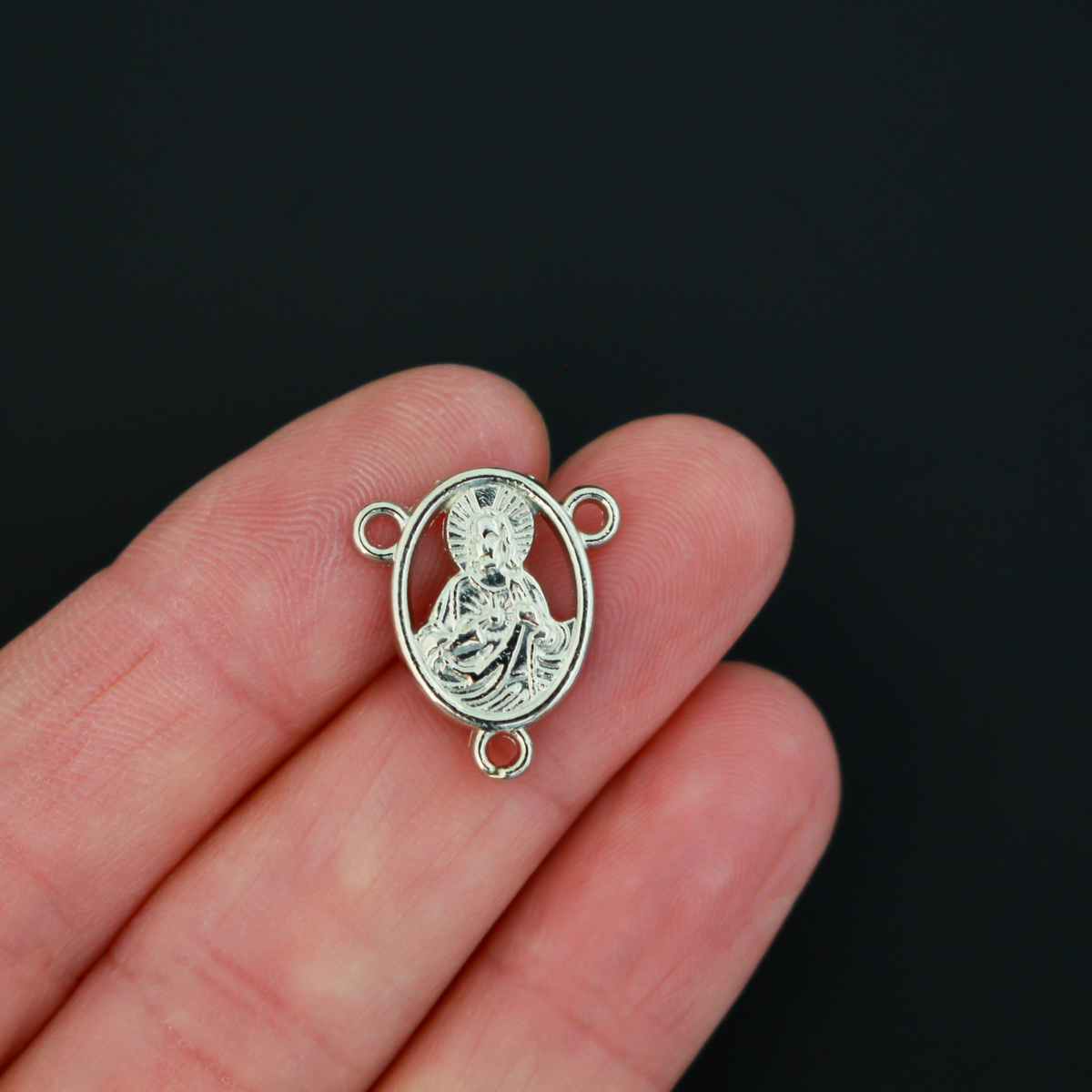 Sacred Heart of Jesus rosary centerpiece with Our Lady of Mount Carmel on the backside with a cut-out design