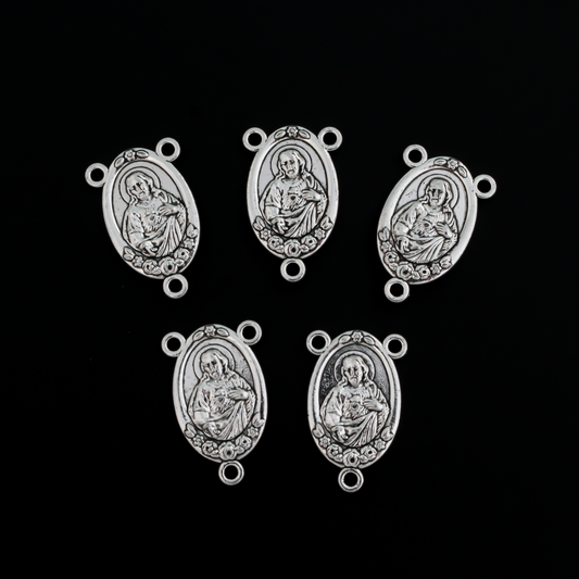 Sacred Heart of Jesus rosary centerpiece with Our Lady of Fatima on the backside