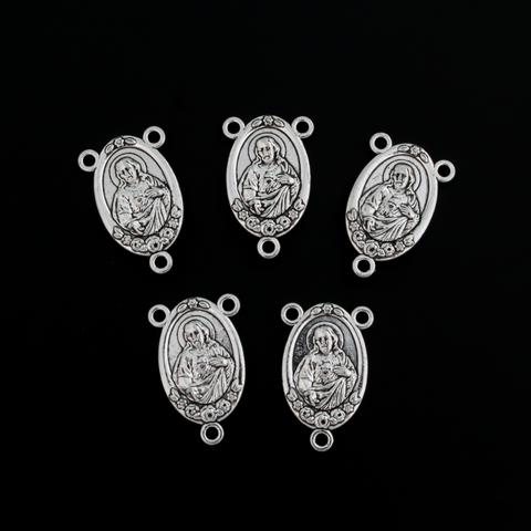 Sacred Heart of Jesus rosary centerpiece with Our Lady of Fatima on the backside