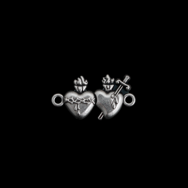 Sacred Heart of Jesus & Immaculate Heart of Mary Connector Links - The Alliance of Two Hearts - Made in Italy, Pack of 6