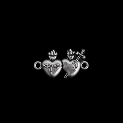 Sacred Heart of Jesus & Immaculate Heart of Mary Connector Links - The Alliance of Two Hearts - Made in Italy, Pack of 6
