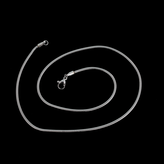 Stainless Steel Flat Snake Chain Necklace with Lobster Clasp, 16" Long