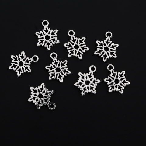 Snowflake Charms in Antique Silver 15x11mm, 25pcs