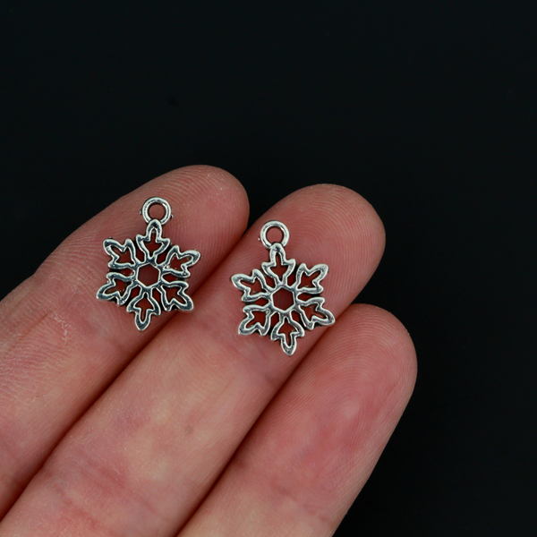 Snowflake Charms in Antique Silver 15x11mm, 25pcs