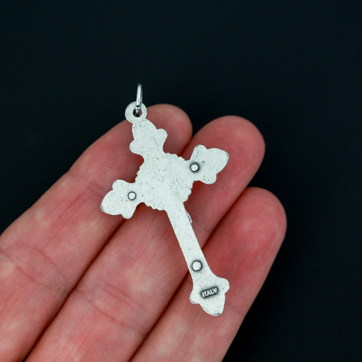 Starburst Nimbus Crucifix Cross with Ornate Flared Edges 1-3/4" Long