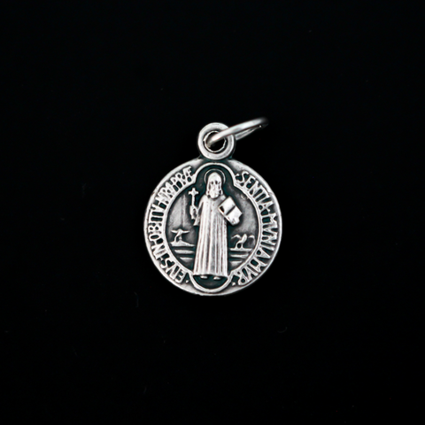 Saint Benedict Medal - 9/16" Round Silver Tone
