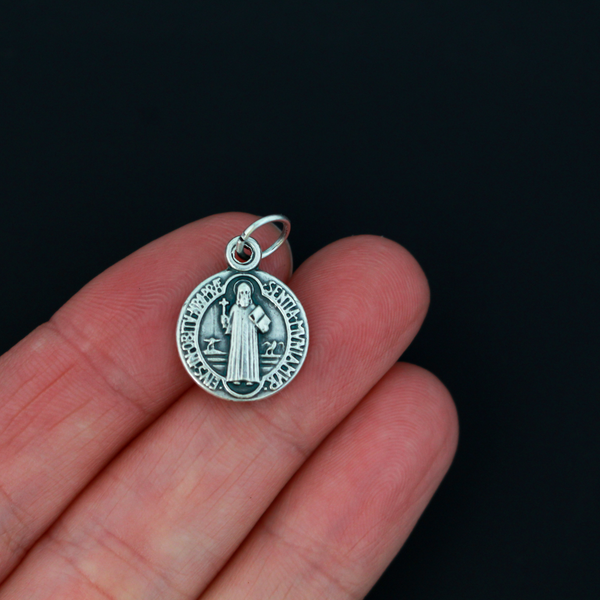 Saint Benedict Medal - 9/16" Round Silver Tone