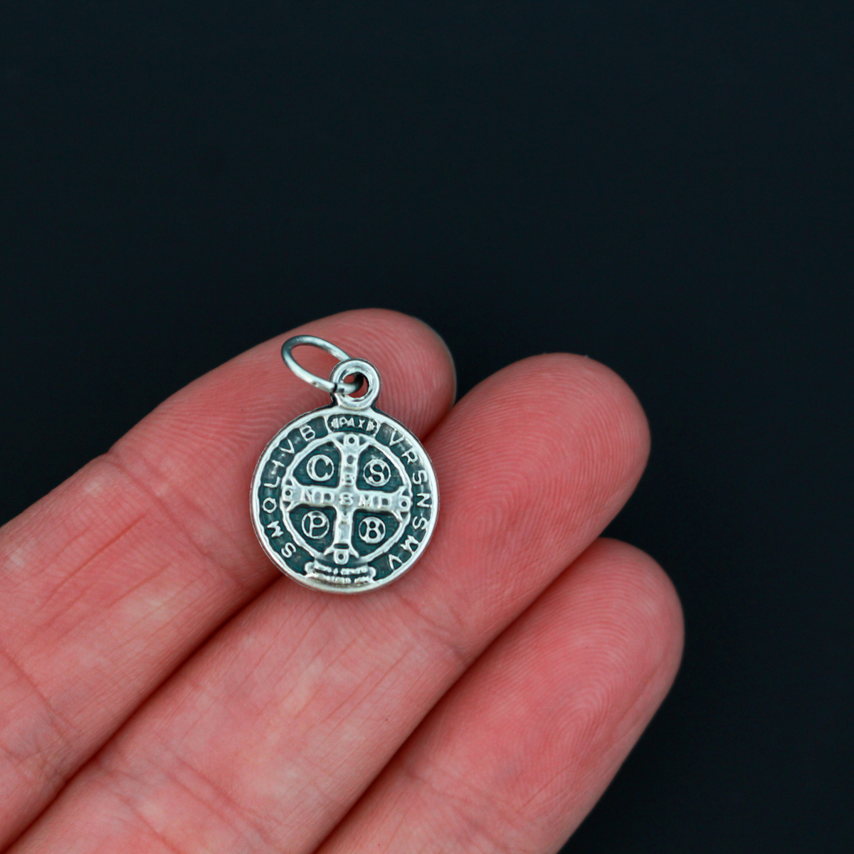 Saint Benedict Medal - 9/16" Round Silver Tone