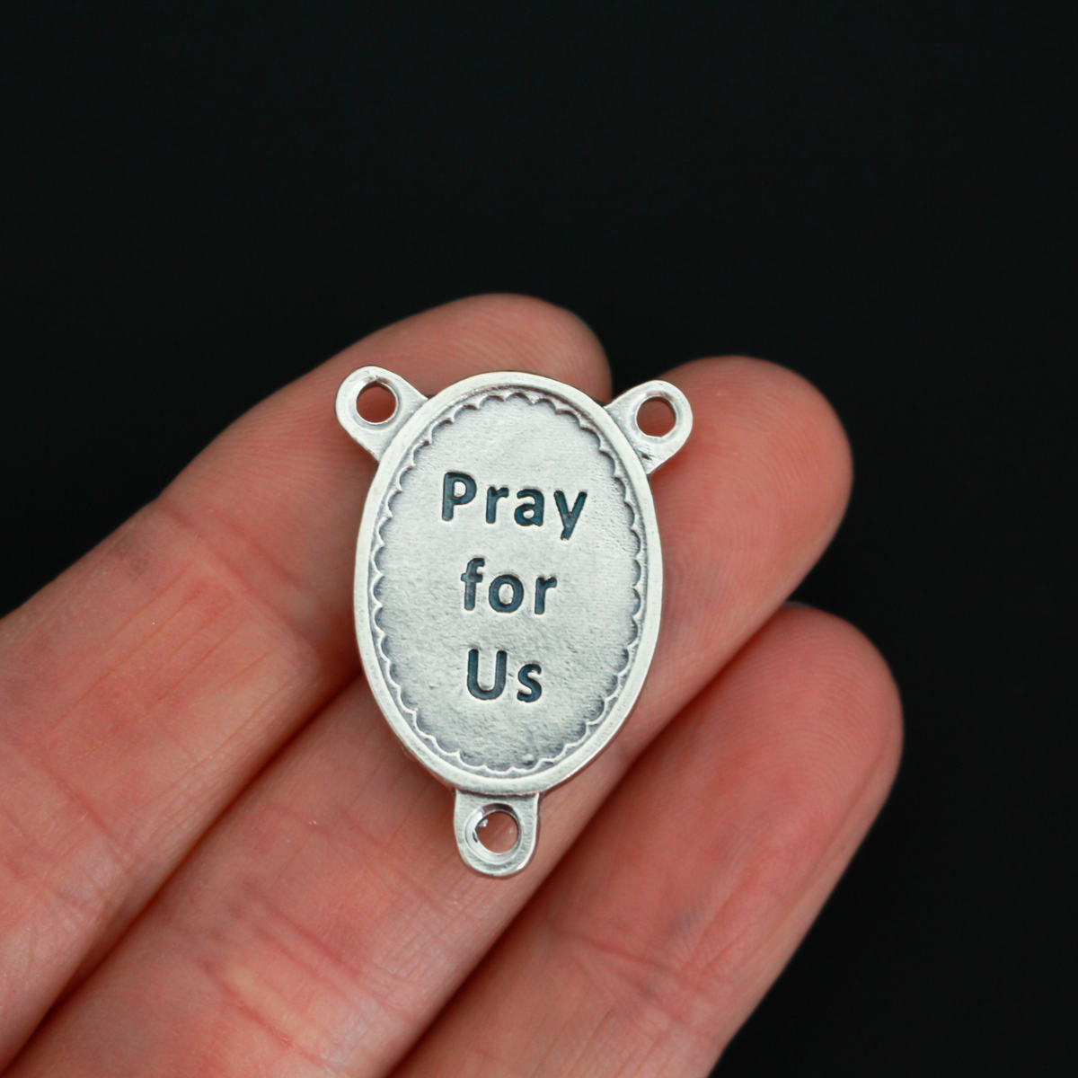 Saint Dymphna Blue Enamel Rosary Centerpiece - Patron of Depression