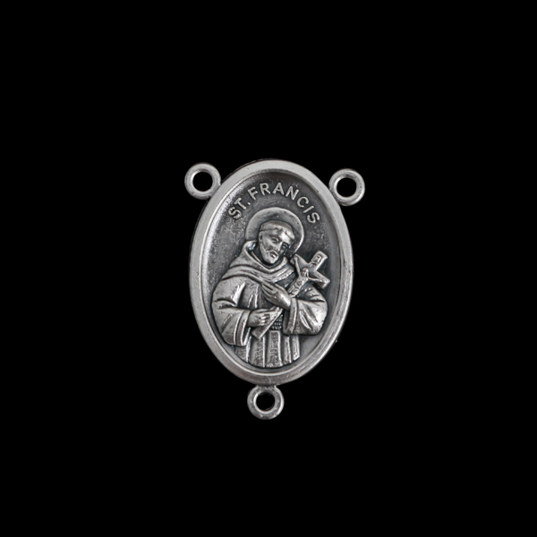Saint Francis of Assisi 1" Oval Rosary Centerpiece - Patron of Animals, Ecology, and Italy