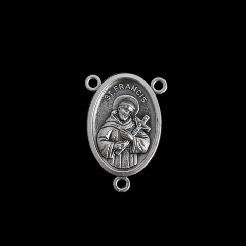 Saint Francis of Assisi 1" Oval Rosary Centerpiece - Patron of Animals, Ecology, and Italy