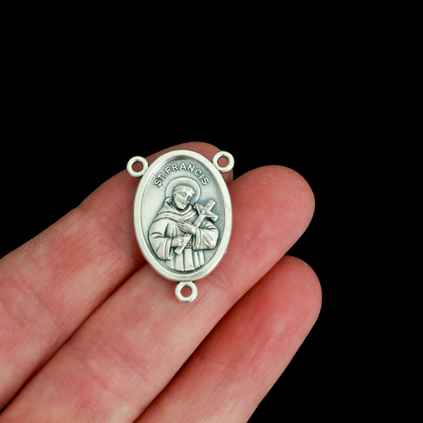 Saint Francis of Assisi 1" Oval Rosary Centerpiece - Patron of Animals, Ecology, and Italy
