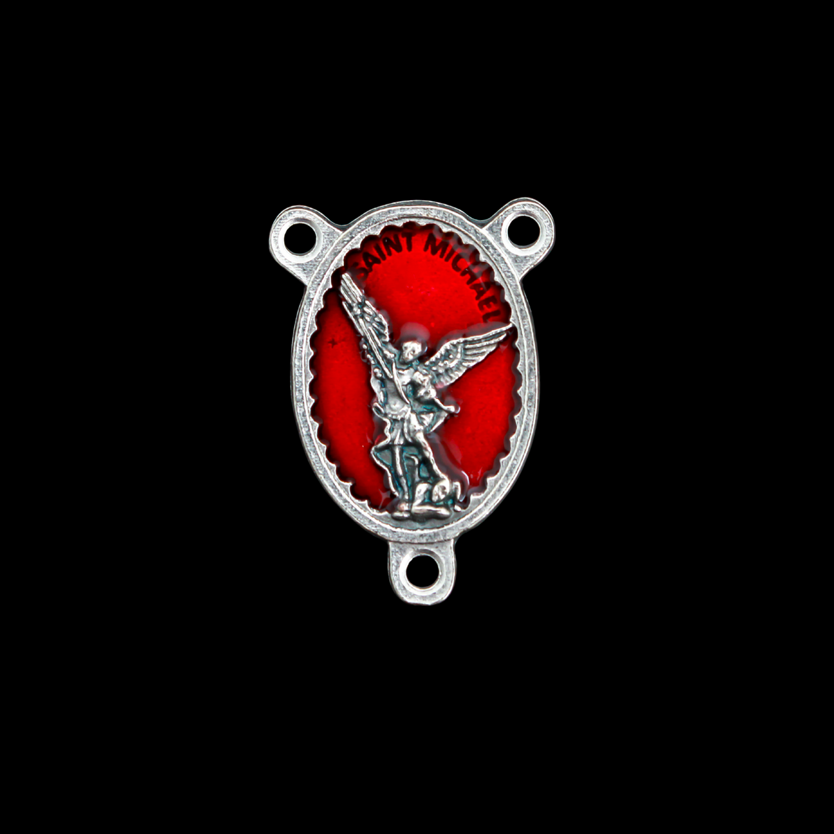 Saint Michael Rosary Centerpiece with Red Enamel - The Great Defender and Protector