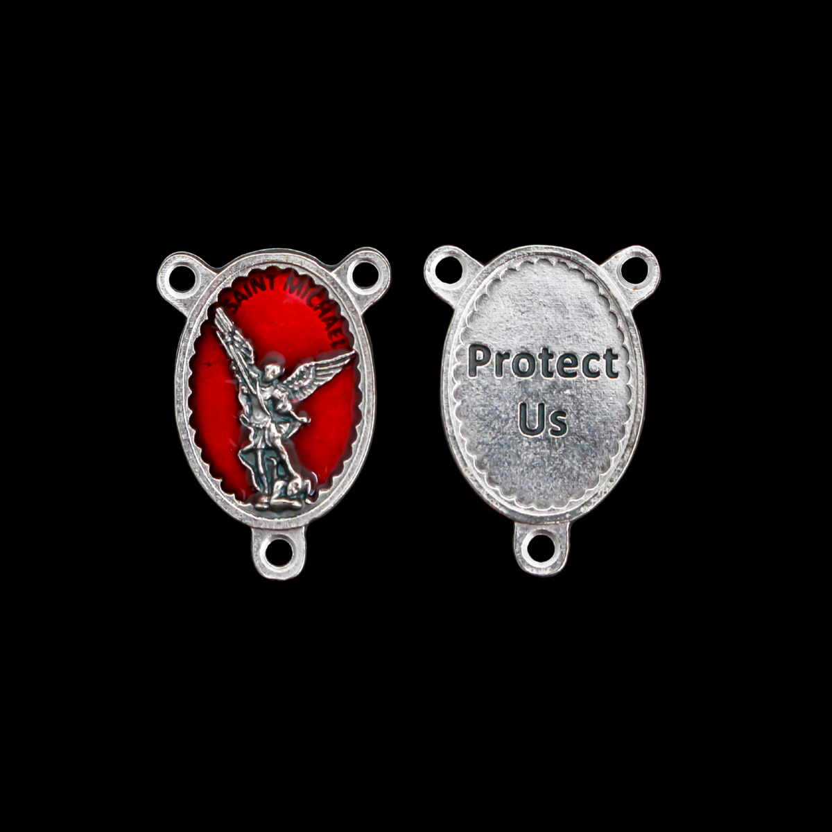 Saint Michael Rosary Centerpiece with Red Enamel - The Great Defender and Protector