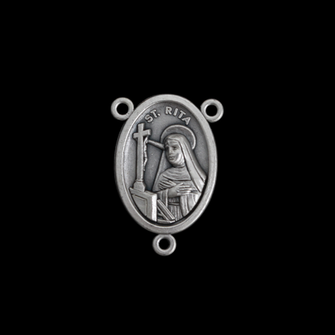 Saint Rita Rosary Centerpiece 1 inch Oval - Patroness of Desperate Causes